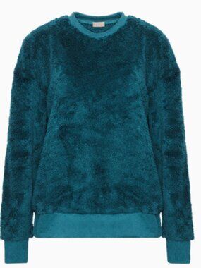 Oversized Summer & Rose Sherpa Crewneck Emerald L/XL NWT Cozy Fleece Pullover